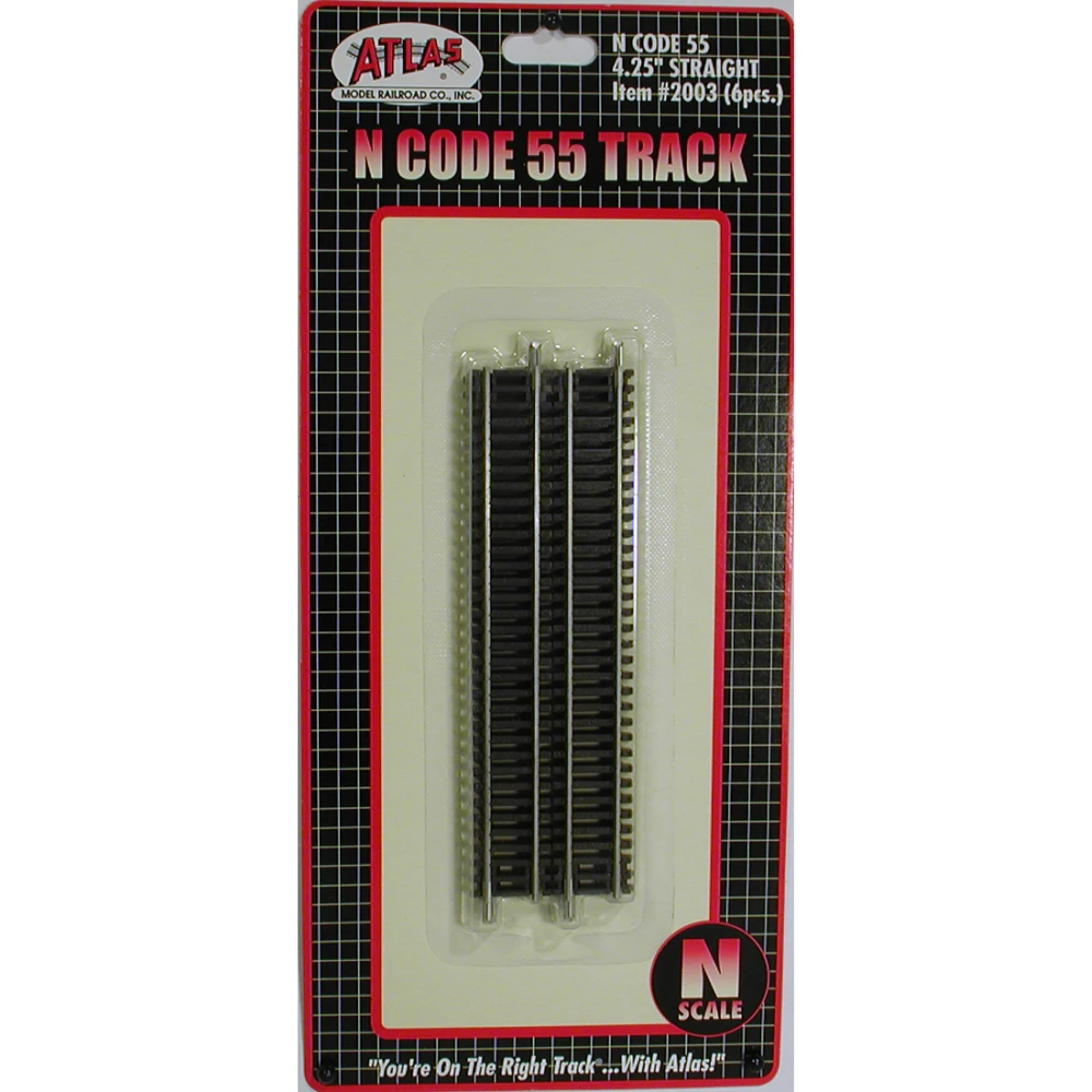 Atlas Code 55 Track W/Nickel-Silver Rail & Brown Ties -- 4-1/4" Straight Pkg(6) - N 3 Atlas Code 55 Track W/Nickel-Silver Rail & Brown Ties -- 4-1/4" Straight Pkg(6) - N