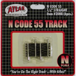 Atlas Code 55 Track W/Nickel-Silver Rail & Brown Ties -- 3/4" Straight Pkg(6) - N