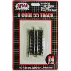 Atlas Code 55 Track W/Nickel-Silver Rail & Brown Ties -- 11-1/4" Radius Half Curve Pkg(6) - N