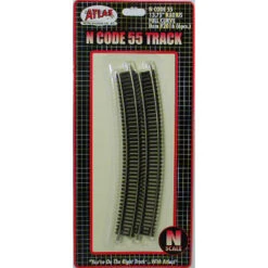 Atlas Code 55 Track W/Nickel-Silver Rail & Brown Ties -- 13-3/4" Radius Curve Pkg(6) - N