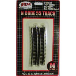 Atlas Code 55 Track W/Nickel-Silver Rail & Brown Ties -- 17-1/2" Radius Half Curve Pkg(6) - N