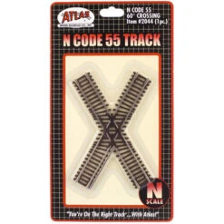 Atlas Code 55 Track W/Nickel-Silver Rail & Brown Ties -- 60 Degree Crossing - N