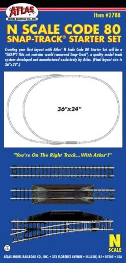 Atlas Code 80 Snap Track? Starter Set -- 36 X 24" 91.4 X 61cm Oval W/Siding & Terminal Joiners -