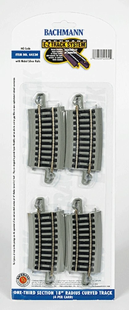 Bachmann Curved Track W/ Nickel Silver Rail & Gray Roadbed - E-Z Track? -- 1/3 18" Radius Pkg(4) - 3 Bachmann Curved Track W/ Nickel Silver Rail & Gray Roadbed - E-Z Track? -- 1/3 18" Radius Pkg(4) -