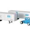 Bachmann White Tractor W/2 Piggyback Van Trailers - Assembled -- Boston & Maine (blue Tractor, Sil -Model Train Toy Store lg160 42234