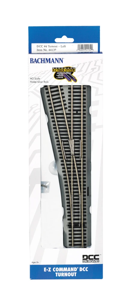 Bachmann Decoder-Equipped Nickel Silver E-Z Track? Turnouts -- #4 Left Hand - HO 3 Bachmann Decoder-Equipped Nickel Silver E-Z Track? Turnouts -- #4 Left Hand - HO