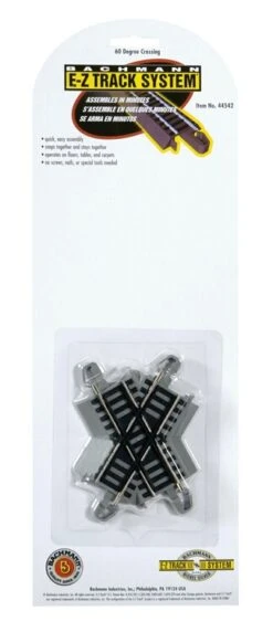 Bachmann Crossing W/Nickel Silver Rail & Gray Roadbed - E-Z Track? -- 60-Degree - HO