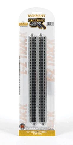 Bachmann E-Z Track? W/Nickel Silver Rail & Gray Roadbed -- 10" Straight Pkg(6) - N