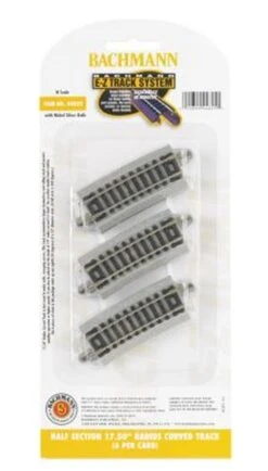 Bachmann E-Z Track? W/Nickel Silver Rail & Gray Roadbed -- 1/2 Section 17-1/2" Radius Curve Pkg(6)