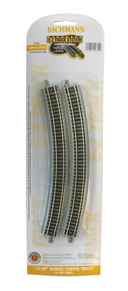 Bachmann E-Z Track? W/Nickel Silver Rail & Gray Roadbed -- 15-1/2" Radius Curved Section Pkg(6) - 3 Bachmann E-Z Track? W/Nickel Silver Rail & Gray Roadbed -- 15-1/2" Radius Curved Section Pkg(6) -