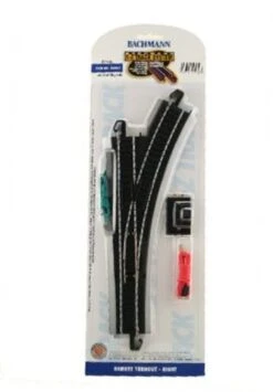 Bachmann Turnout W/Steel Rail Track & Black Roadbed - E-Z Track? -- Right Hand Remote - HO - 4446
