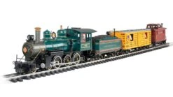 Bachmann Cowcatcher Train Set - Standard DC -- 4-6-0 Locomotive, Animated Stock Car, Caboose, Trac