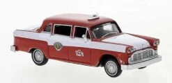 Brekina Automodelle 1950s-1982 Checker Sedan Taxi - Assembled -- Checker Cab, Kalamazoo (red, Whit