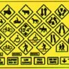 Blair Line Highway Signs -- Warning #1 1971-Present (black, Yellow) - HO -Model Train Toy Store lg184 105
