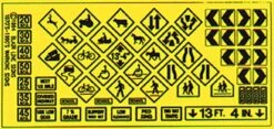 Blair Line Highway Signs -- Warning #1 1971-Present (black, Yellow) - HO