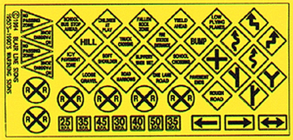 Blair Line Highway Signs -- Warning #2 1948-Present (black, Yellow) - HO 3 Blair Line Highway Signs -- Warning #2 1948-Present (black, Yellow) - HO