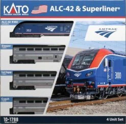 Kato Siemens ALC-42 Charger & 3 Cars Train-Only Set - Standard DC -- Amtrak #302, Sleeper, Coach,