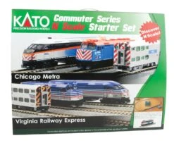 Kato Commuter Train Set -- Metra F40PH (2018 Scheme), 3 Bi-Level Cars, Track Oval, Power Pack - N