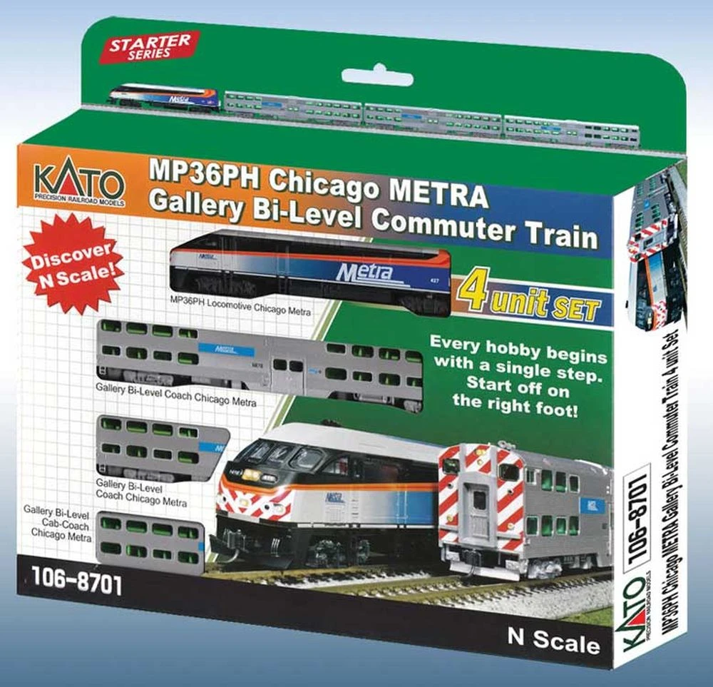 Kato Chicago Metra Bi-Level Commuter Train-Only Set - DCC -- MP36PH Locomotive, 2 Bi-Level Coaches 3 Kato Chicago Metra Bi-Level Commuter Train-Only Set - DCC -- MP36PH Locomotive, 2 Bi-Level Coaches