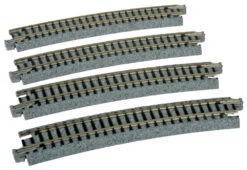 Kato Curved Roadbed Track Section - Unitrack -- 15-Degree, 19" 481mm Radius Pkg(4) - N