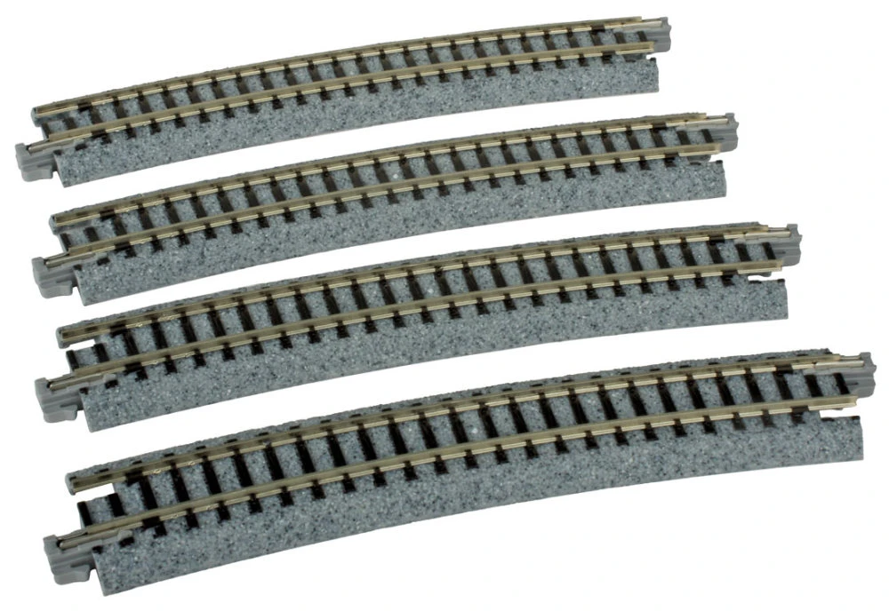 Kato Curved Roadbed Track Section - Unitrack -- 15-Degree, 19" 481mm Radius Pkg(4) - N 3 Kato Curved Roadbed Track Section - Unitrack -- 15-Degree, 19" 481mm Radius Pkg(4) - N