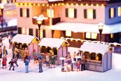 NOCH Christmas Market Stall Set - Kit -- 1-1/2 X 1-1/16 X 1-5/16" 3.8 X 2.7 X 3.4cm Pkg(3) - HO I
