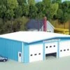 Pikestuff Fire Station -- Kit (blue) - 7 X 5-1/2" 17.5 X 12.5cm - HO