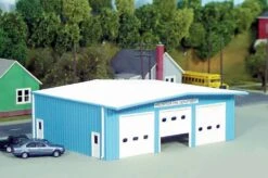 Pikestuff Fire Station -- Kit (blue) - 7 X 5-1/2" 17.5 X 12.5cm - HO