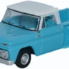 Oxford Diecast USA 1965 Chevrolet Stepside Pickup - Assembled -- Light Blue, White - HO -Model Train Toy Store lg553 87CP65001