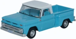 Oxford Diecast USA 1965 Chevrolet Stepside Pickup - Assembled -- Light Blue, White - HO