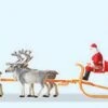 Preiser Kg Holiday -- Christmas Sleigh W/Santa, Packages & 4 Reindeer - HO -Model Train Toy Store lg590 30399