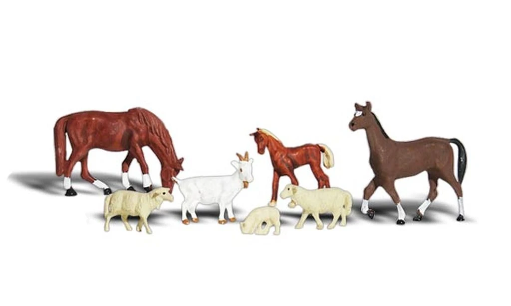Woodland Scenics Scenic Accents? Animal Figures -- Livestock (1 Goat, 2 Horses, 1 Colt, 2 Sheep, 1 3 Woodland Scenics Scenic Accents? Animal Figures -- Livestock (1 Goat, 2 Horses, 1 Colt, 2 Sheep, 1