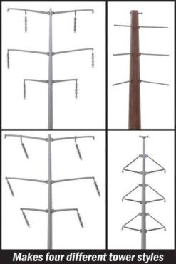 Walthers Cornerstone Modern High Voltage Transmission Towers -- Kit - Poles Stand 9-3/4" 24.7cm T