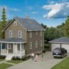 Walthers Cornerstone Two-Story House W/Garage -- Kit - 5 X 2-1/2 X 4-1/16" 12.7 X 6.3 X 10.3cm -