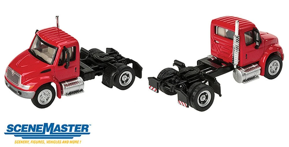 Walthers SceneMaster International 4300 Truck - Assembled -- Single-Axle Semi Tractor (red) - HO 3 Walthers SceneMaster International 4300 Truck - Assembled -- Single-Axle Semi Tractor (red) - HO