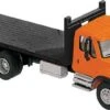 Walthers SceneMaster International? 7600 3-Axle Flatbed Truck - Assembled -- Orange Cab, Black Fla -Model Train Toy Store lg949 11651