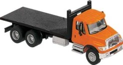 Walthers SceneMaster International? 7600 3-Axle Flatbed Truck - Assembled -- Orange Cab, Black Fla