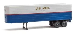 Walthers SceneMaster 35' Fluted-Side Trailer 2-Pack - Assembled -- US Mail (blue, White, Red Strip