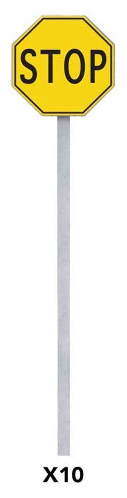 Walthers SceneMaster Stop Signs Pkg(10) -- 1924-1954 (yellow, Black) - HO 4 Walthers SceneMaster Stop Signs Pkg(10) -- 1924-1954 (yellow, Black) - HO - Image 2