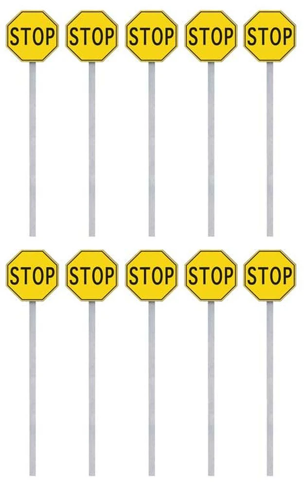 Walthers SceneMaster Stop Signs Pkg(10) -- 1924-1954 (yellow, Black) - HO 5 Walthers SceneMaster Stop Signs Pkg(10) -- 1924-1954 (yellow, Black) - HO - Image 3