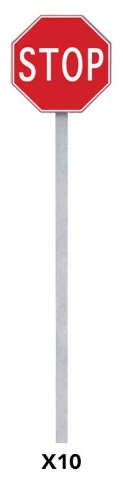 Walthers SceneMaster Stop Signs Pkg(10) -- 1954-Present (red, White) - HO -Model Train Toy Store lg949 4212 1