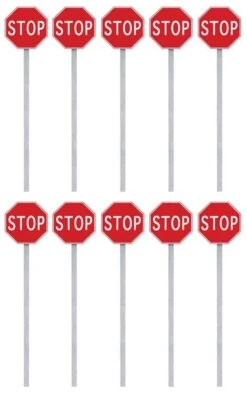 Walthers SceneMaster Stop Signs Pkg(10) -- 1954-Present (red, White) - HO -Model Train Toy Store lg949 4212 2